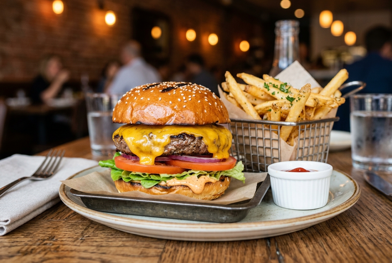Cheese burger Frites